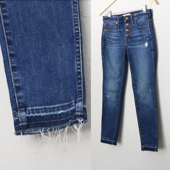 Madewell 10" High-Rise Skinny Jeans Drop-Hem Edition Women's 26 Button Fly $135 - Picture 11 of 16